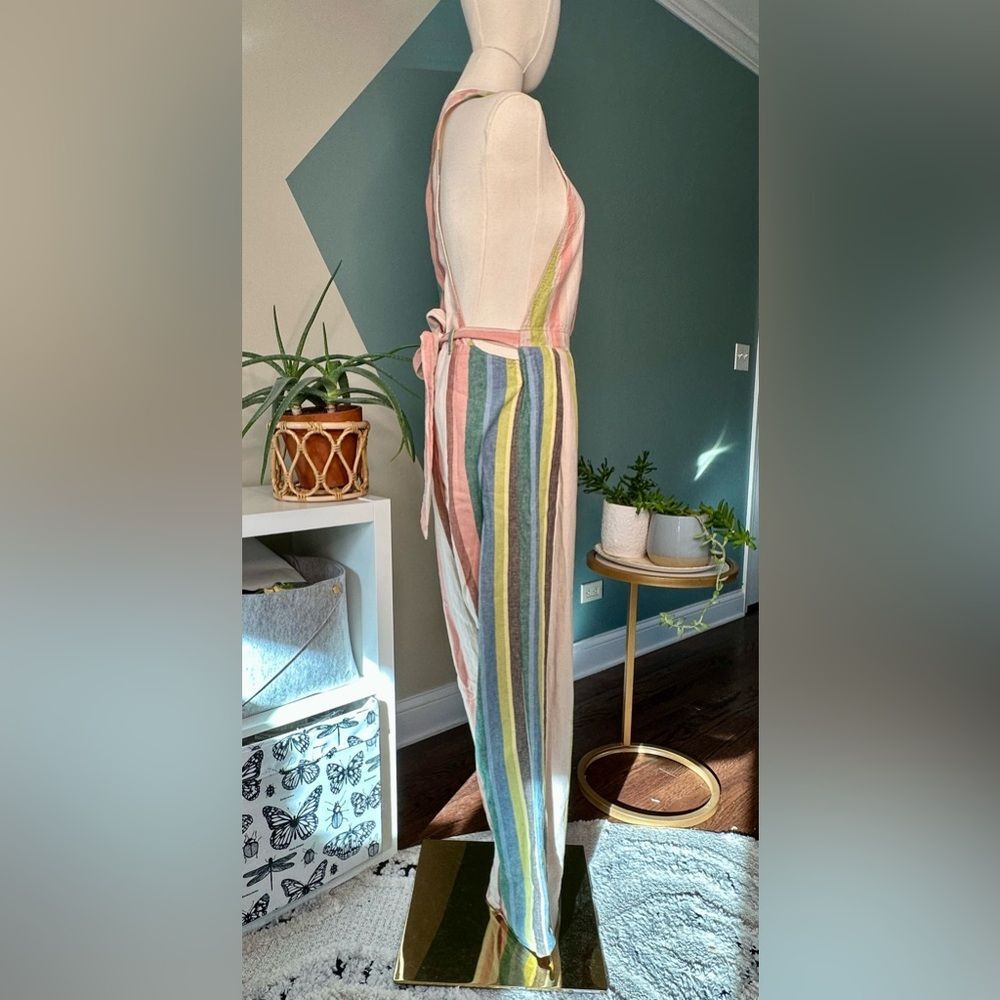 Free People My Kind Of Woman Garden Striped Jumpsuit Wide-Leg Cropped Overalls 0 - Picture 4 of 13